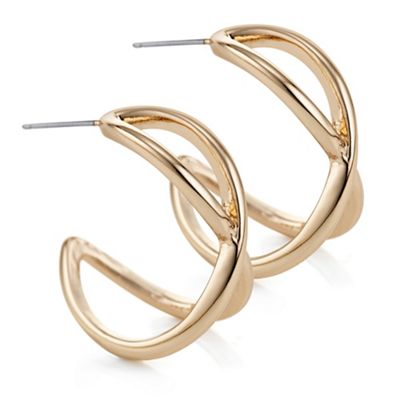 Rose gold double hoop twist earring